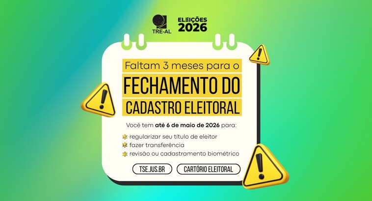 Faltam três meses para o fechamento do cadastro eleitoral Faltam três meses para o fechamento do cadastro eleitoral