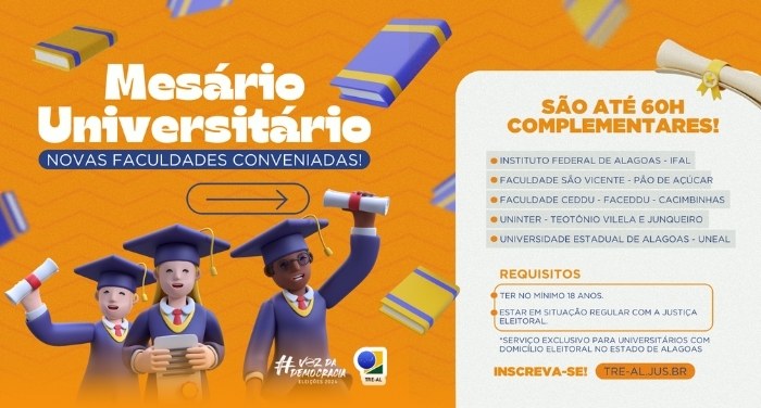 TRE-AL - CONVENIO TRE-AL firma convênio com instituições de ensino superior para mesários voluntários