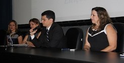 Registro fotográfico da mesa de abertura do curso de financiamento e prestação de contas - Eleiç...