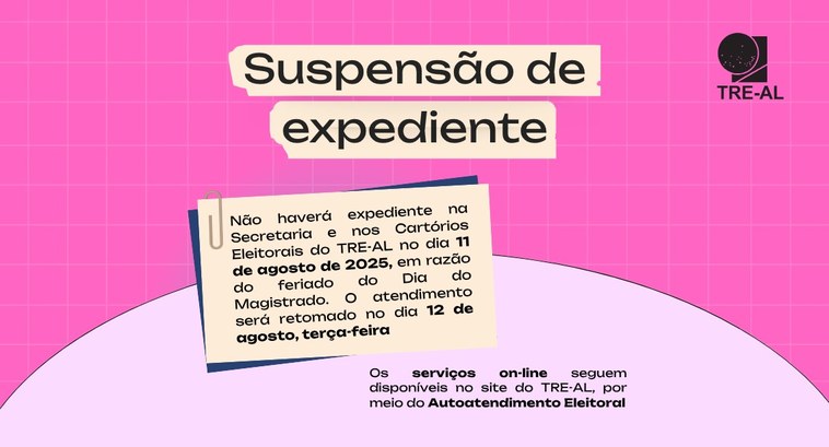 Justiça Eleitoral não funciona nesta segunda-feira, 11 de agosto