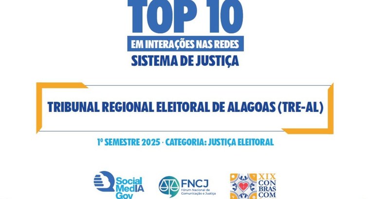 TRE-AL: TOP 10 Reconhecimento: TRE de Alagoas é destaque em interações nas redes sociais
