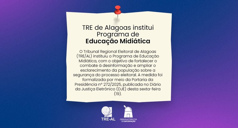 TRE de Alagoas institui Programa de Educação Midiática